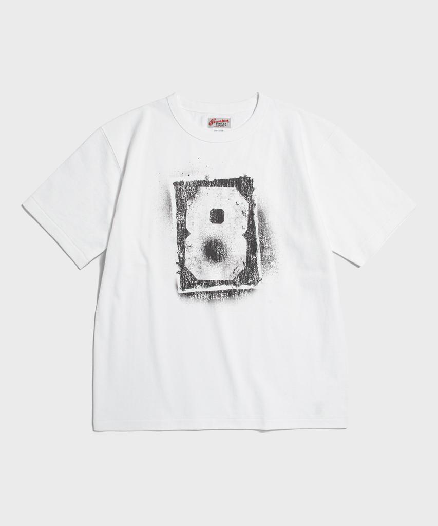 Beulonseun Spray Number Loopwheeled Graphic Tee White