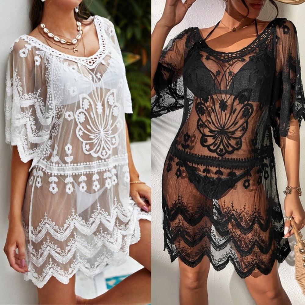Loose Fit Swimsuit Coverup Mid Length Beach Dress Boho Bikini Cover Ups  Vacation Outfit