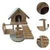 Small Animal Hideout Slide Training Play Toy with Hanging Swing & Seesaw Hut Stair Climbing