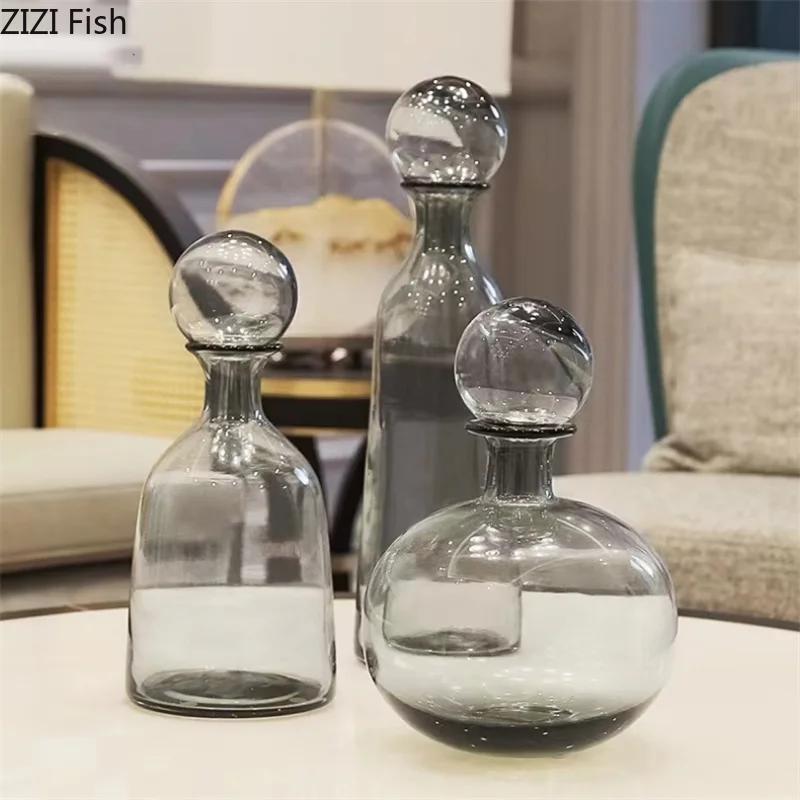 BRCreative Light Luxury Transparent Glass Vase Dining Table Aquatic Vase Decoration Nordic Home Flower Arrangement Decorative ArtEY