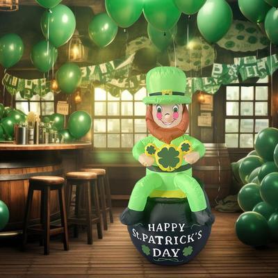 Decoración Inflable de 6 pies para el Día de San Patricio, Inflable, Decoración para Interior y Exterior, Enchufe US 110V, Lindo para Patio, Jardín