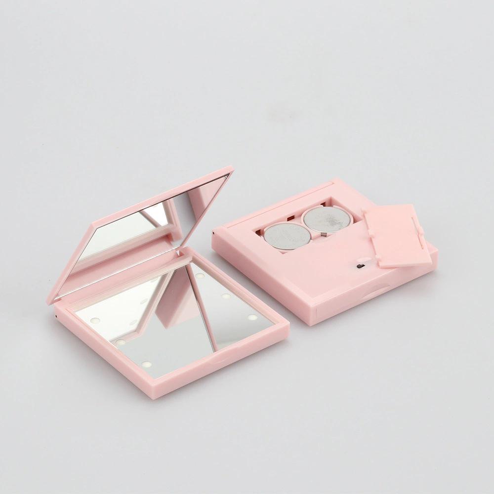 

Portable Mini LED Luminous Makeup Mirror - Folding Square with Light & Custom Logo Option LED Mirror