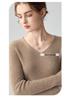 Damen Schlank geschnittener V-Ausschnitt 100% Kaschmir Pullover - Langarm, Einfarbig, Herbst/Winter Vielseitige Strickschicht