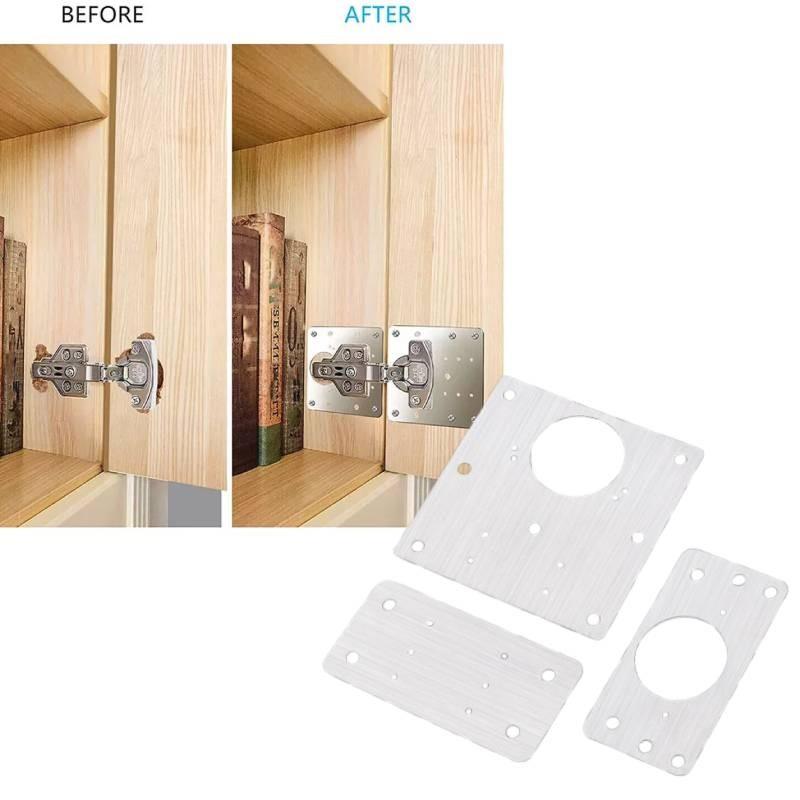 Cupboard Door Kitchen Hinge Repair Kit Plate Fixing Screws Cabinet Durable Tool