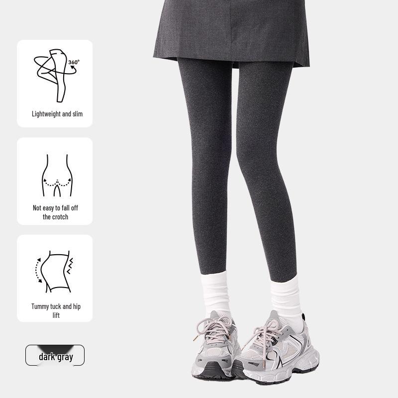 Gray Velvet-Enhanced Pantyhose for Autumn/Winter: Black Slimming and Gray Cotton Leggings