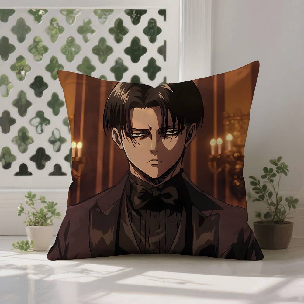 

1pc Levi Ackerman Attack On Titan Pillow Case Anti-dustmite Pillowcase Invisible Zipper Silky Short Plush Sofa Cushion Cover 12x12Inch
