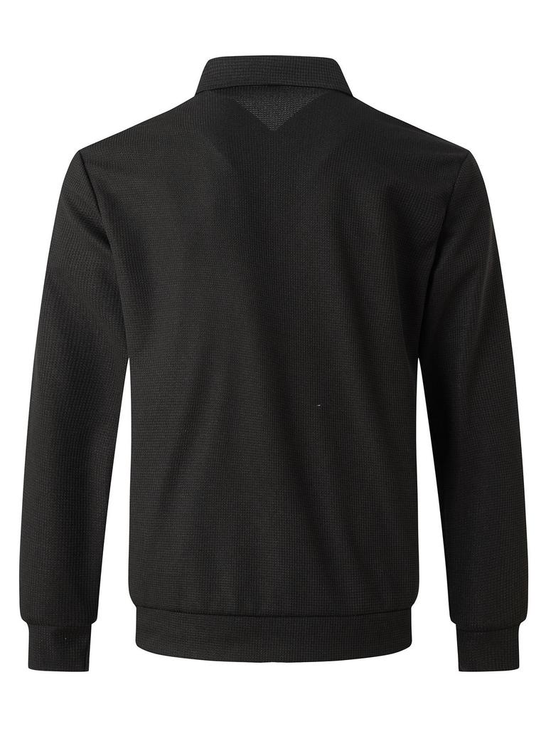 Herren Herbst Waffelstrick Reißverschlusstasche Revers Cardigan