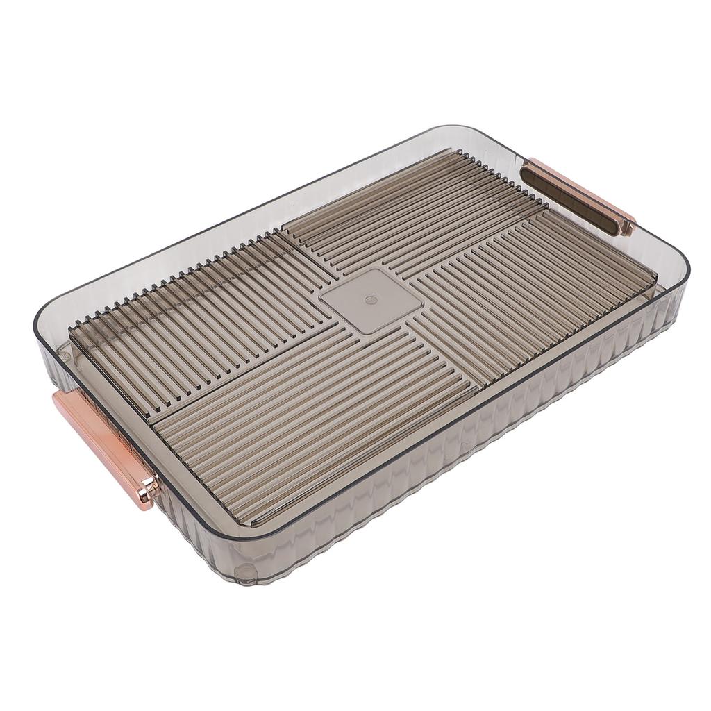 Drainage Tea Tray Plastic Large Capacity Multipurpose Transparent Serving Tray with Handles for
