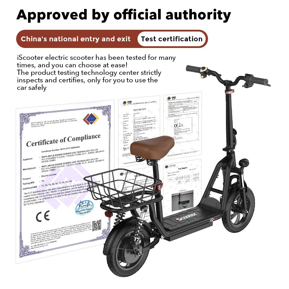Electric Scooter iScooter I12 500W Motor 36V7.5Ah Lithium Battery Max Speed 25km/h 35km Max Range