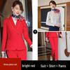 China Southern Airlines Flight Attendant Professional Suit: High-End Rose Red Vest and Dress Reception Uniform