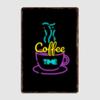 Neon Food Cycle Its Coffee Time Metal Poster Sign Club Garage Wall Art Plaque Tin Sign Room Decoration Home Decor
