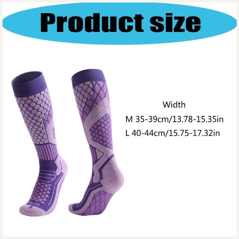 Thermal Ski Socks Reinforced Cold Weather Activity Breathable Cotton Blend Snowboarding Skiing Compressed Long Socks