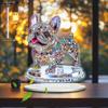 2D Flat, Bulldog Crystal Acrylic Desktop Decoration, with Base, Suitable for Wall Decoration, Porch, Room, Villa, Accents Home, Hallway, or Workplace