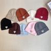 Fashionable English Letter Love Cloth Label Woolen Hat Casual Solid Color Rolled Edge Ear Protection Knitted Hat Arctic Velvet Warm Hat