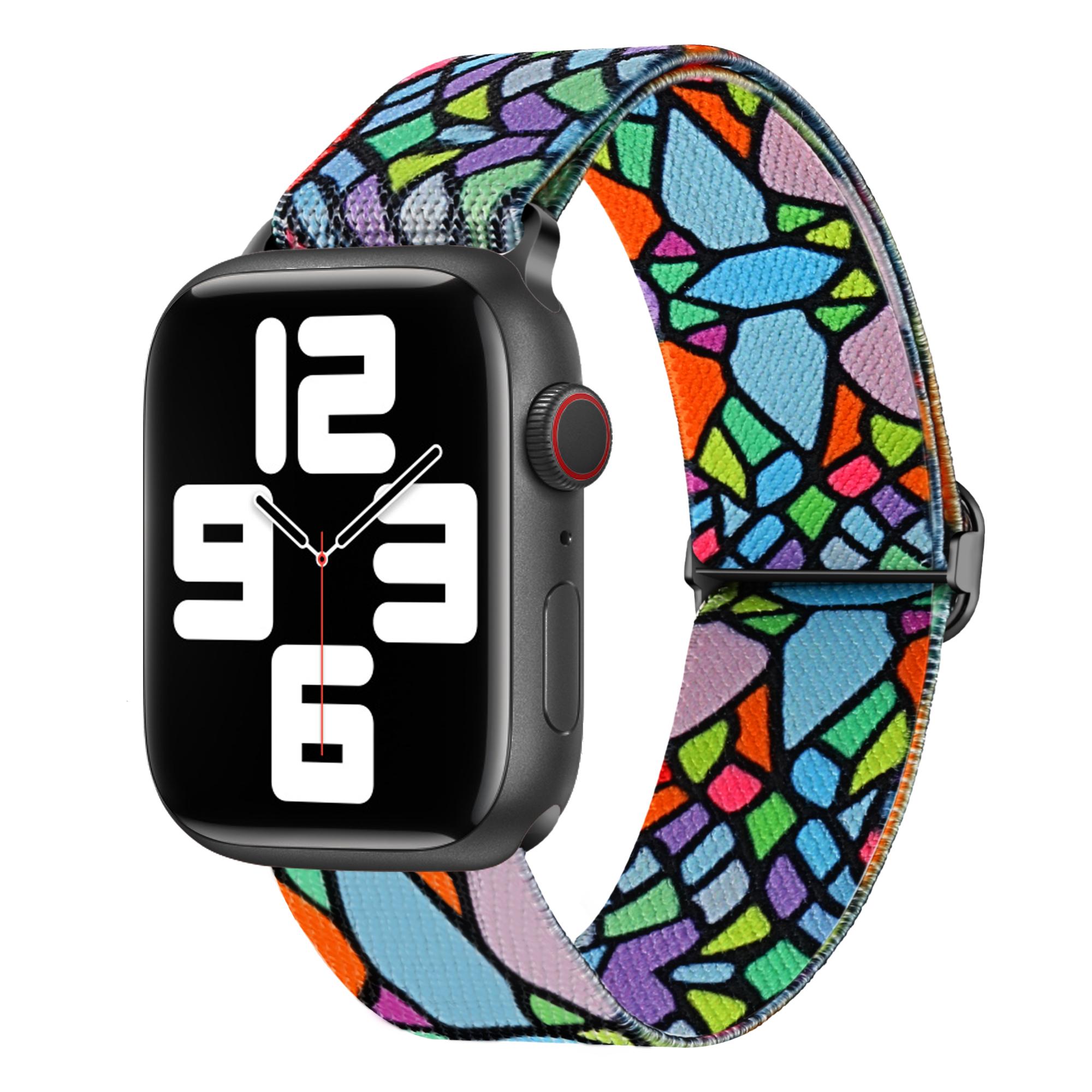 

Braided Band for Apple Watch Series 10 46mm/Ultra 2 Ultra 49mm/Series 9 8 7 45mm/6 5 4 SE (2023) SE (2022) SE 44mm/3 2 1 42mm Nylon Pattern Wristband Geometric Rainbow