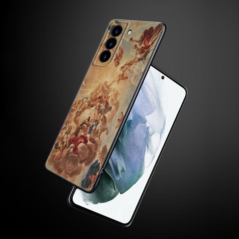 Pouzdro na telefon s renesanční uměleckou malbou pro Samsung Galaxy S22 Pro S21 S20 Ultra FE S10 Lite 5G S10E S9 S8 Plus Měkký TPU Černý kryt