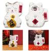Cute Lucky Cat Piggy Bank Clear Glass Gold Bean Container Cat Shape Saving Jar  Office Decor