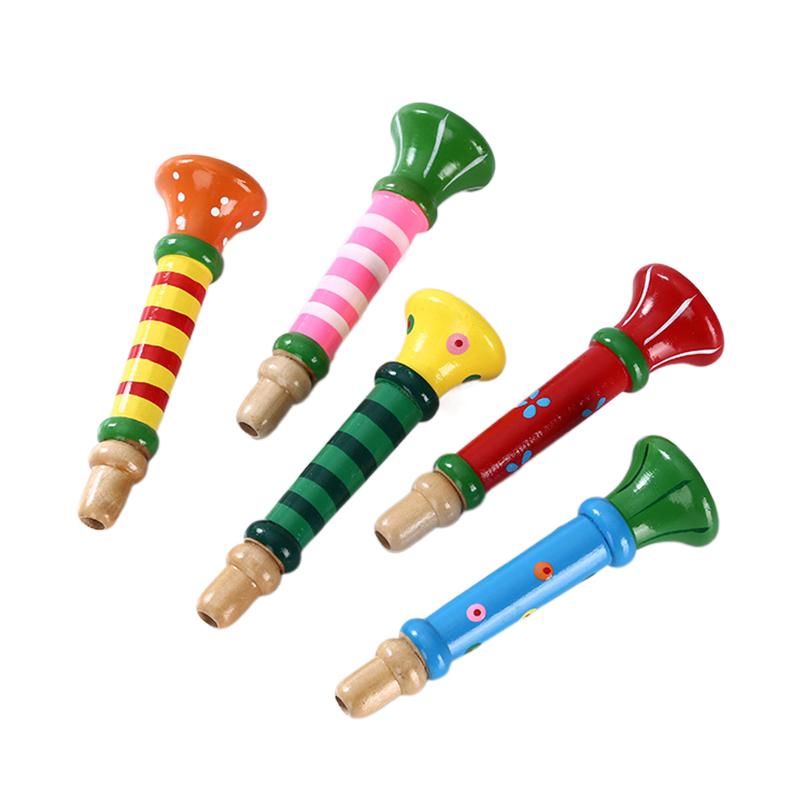 Wooden Trumpet Children Toy Horn Whistle Musical Instrument for Kids Early Educational Orff Music Instrument Sound Training Game