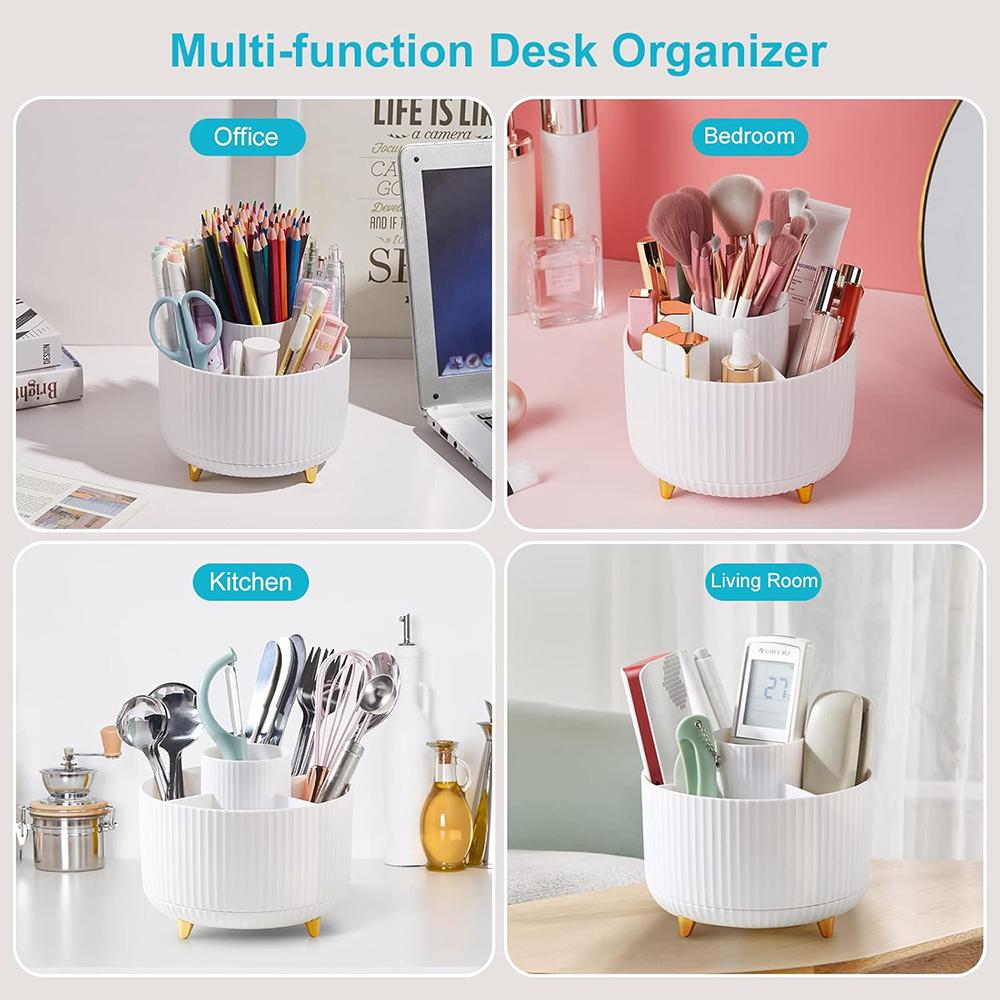 Stifthalter für Schreibtisch, 5 Fächer 360° drehbarer Schreibtisch-Organizer und Zubehör, Desktop-Aufbewahrung Schreibwaren-Organizer