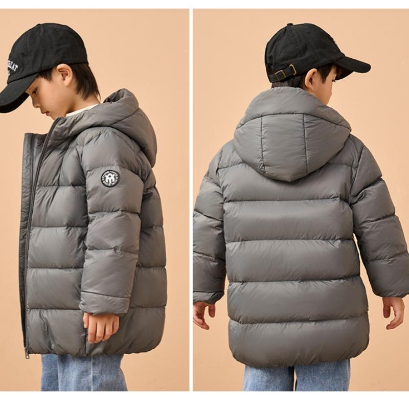 Barneklær Dunjakke Gutter Jenter Vinter Kort Barnejakke med hette