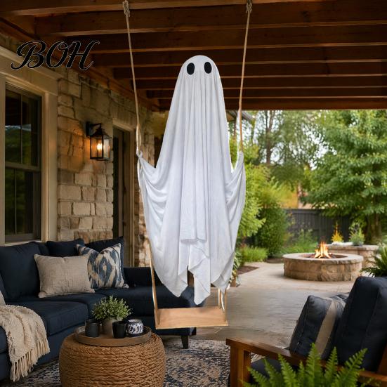 Wetterbeständige Deko Halloween Hängende Schaukel Geist Dekoration, Leuchtende Große Gruselige Außen Dekorationen auf A für Außen Garten Hof Veranda