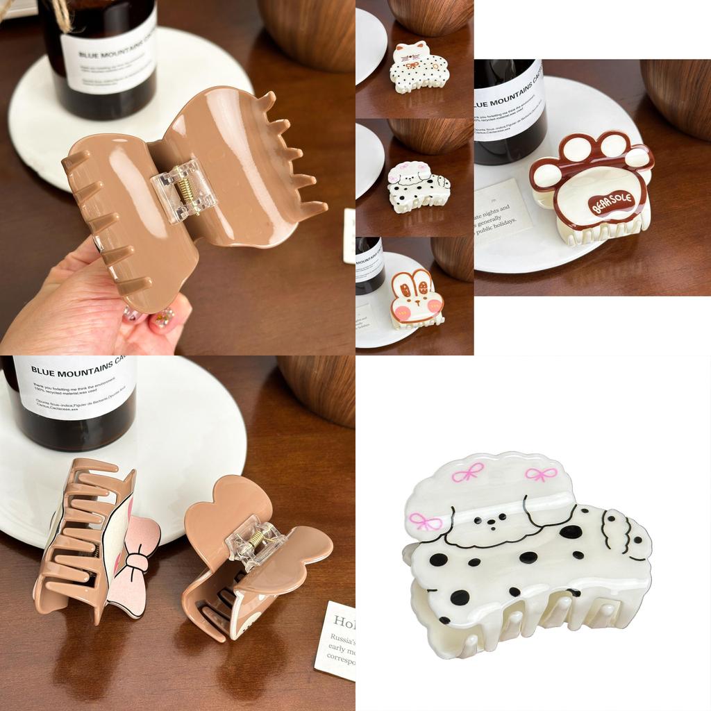 Cute Versatile Bear And Rabbit Acrylic Printed Cartoon Hair Clips For Girls