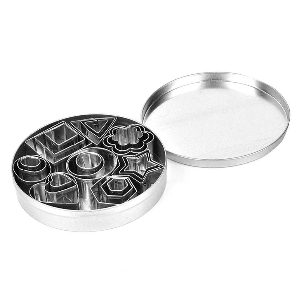 24Pcs Cookie Cutter Stainless Steel Round Heart Star Flower Triangle Hexagonal Shape Biscuit Baking Mold Cutter