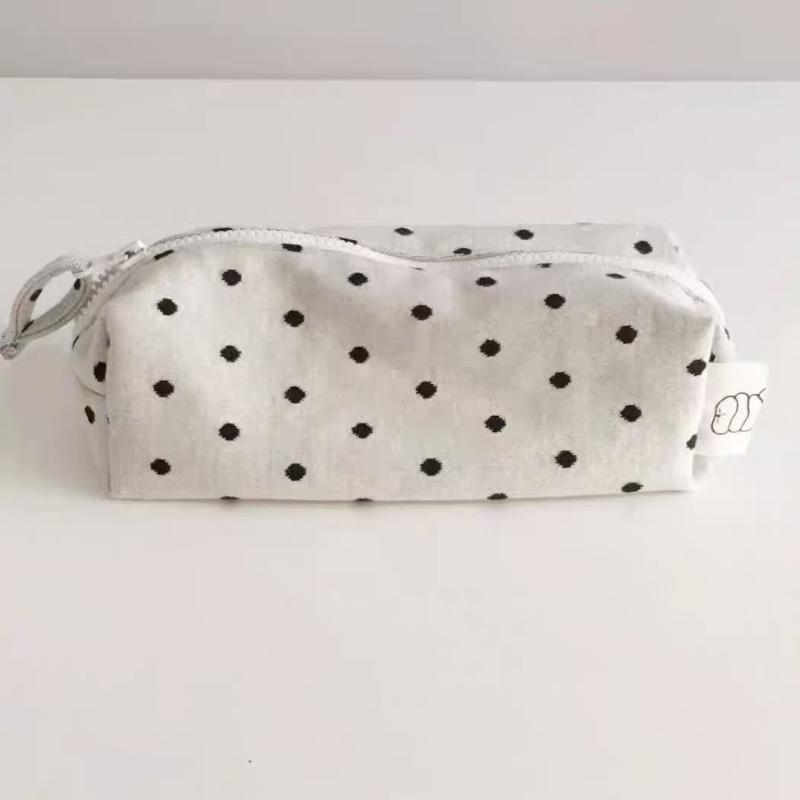 Tragbare Stoff-Federtasche für Schüler Gepunktete Federtasche Große Kapazität Mode-Schreibwaren-Organizer Kosmetiktasche