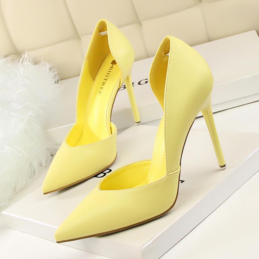 Bigtree Moda Semplice Club Notturno Spettacolo Scarpe Sottili da Donna Tacco Sottile Tacco Super Alto Bocca Bassa Appuntite Vuote Scarpe Singole