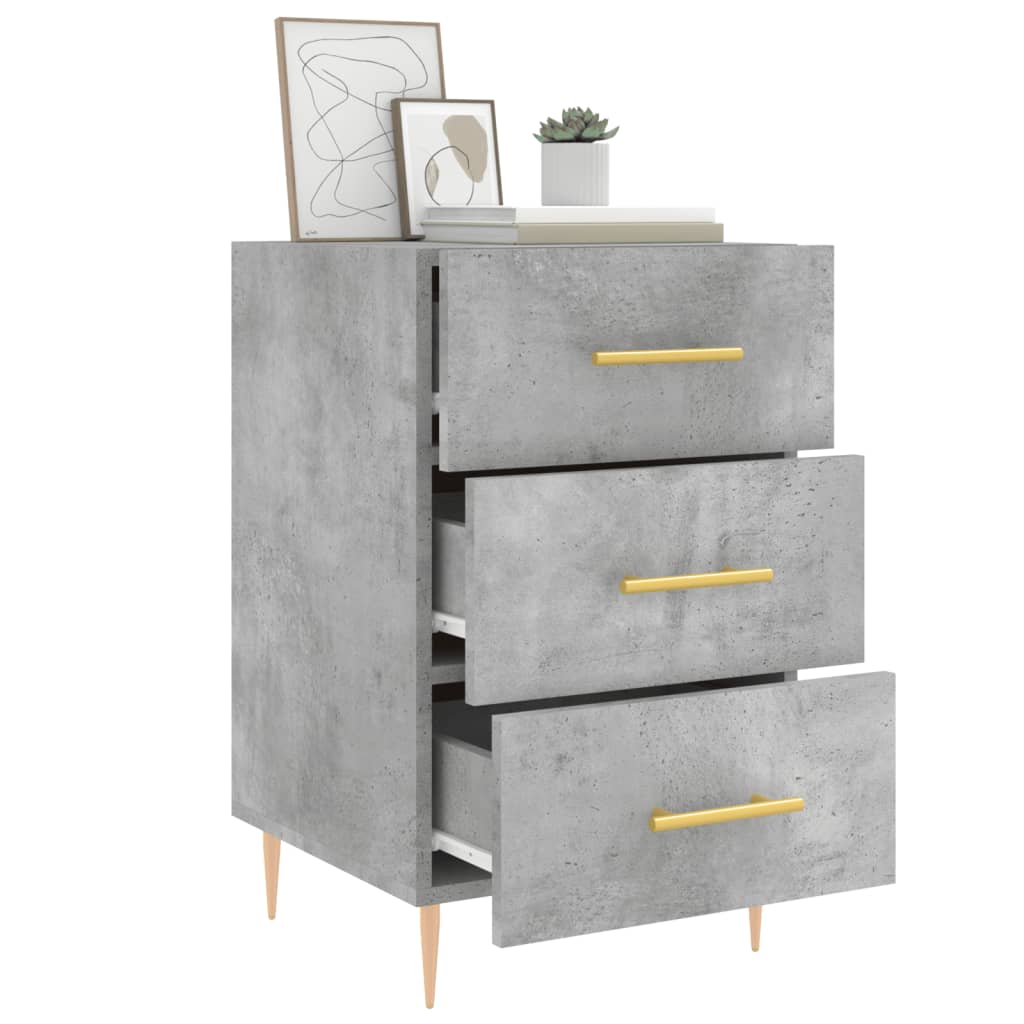 Nightstand Concrete Grey 40x40x66 cm Wood Based Material