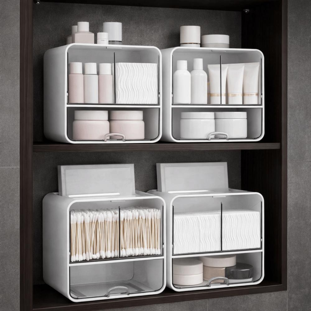 Wall-Mounted Cosmetic Storage Box Plastic Jewelry Case Durable Makeup Organizer  Bedroom