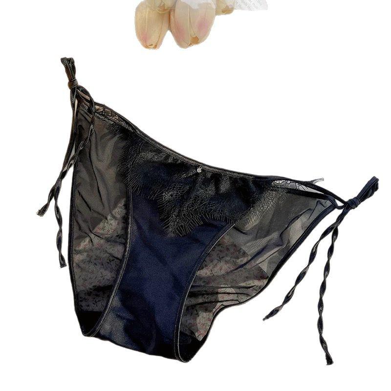 Sexy panties Sexy pure lace lace straps on both sides can be untied satin briefs Summer thin