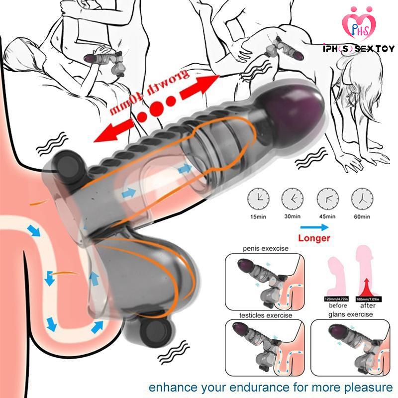 Penis Enlargement Vibration Penis Condom Condom Reusable Male Condom Sex Toy Men Strap Delay Ejaculation Adult Sex Products