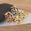 AIBEF 4 Farben Eingelegte Bunte Zirkonia Offene Ringe Verstellbar Für Weiblich Männlich Unregelmäßiges Design Kristall Finger Schmuck Geschenk