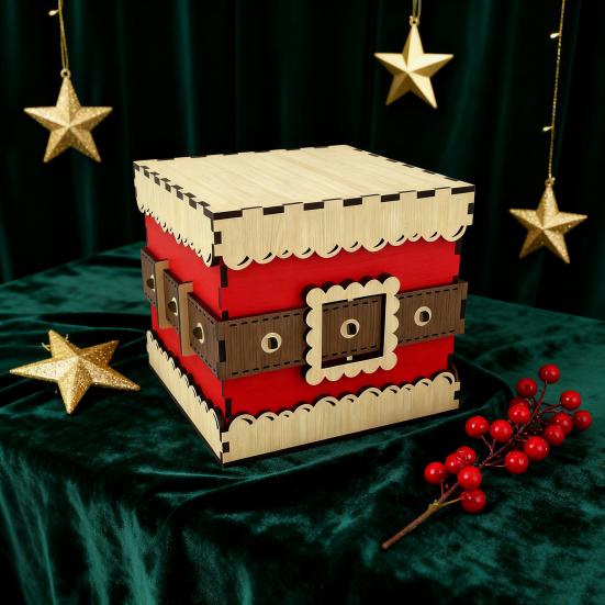Yousheng Christmas Gift Box Wooden Storage Box with Lid Xmas Design Present Box for Festive Present Storage Holiday Party Decoration