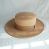 French retro oat wool woolen flat top top hat women's autumn and winter versatile British wide brim Panama camel felt hat