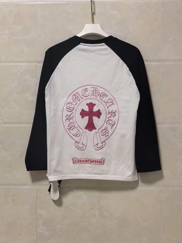 25SS Kříž Chromové Kopyto Sanskrtský Potisk Černobílé Raglánové Tričko s Dlouhým Rukávem