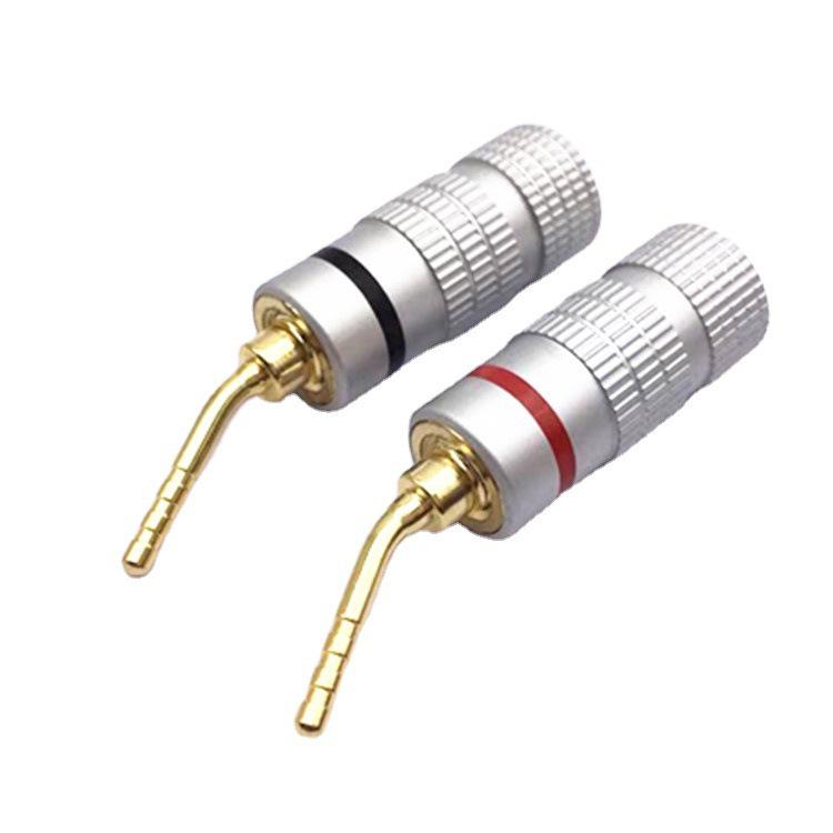 Gold-Plated Copper 2MM Banana Plug for Power Amplifier & Speaker, Solderless Aluminum Connector