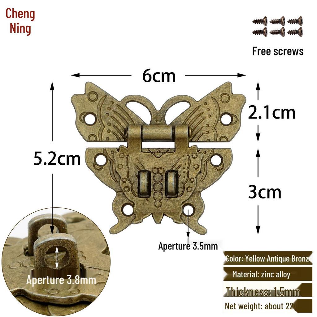 Retro Wooden Box Butterfly Buckle Padlock