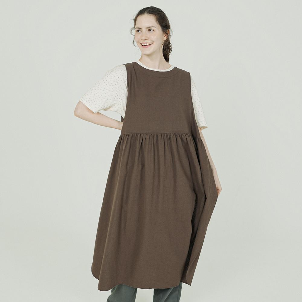 CHIQUITA Apron Dress (Linen) Brown 252201Sbr