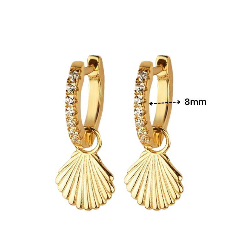 925 Silver Needle Square Pendant Hoop Earrings Vintage Gold Earrings For Women Shell Pendant Earring Fashion Jewelry Accessories