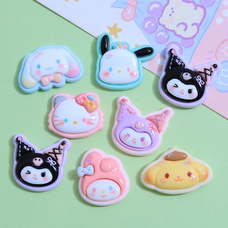 10 Pcs New Kawaii Cartoon Kitten, Puppy, Rabbit Resin Flat Back Scrapbook Figurine Diy Bow Decor Accessories Crafts A14