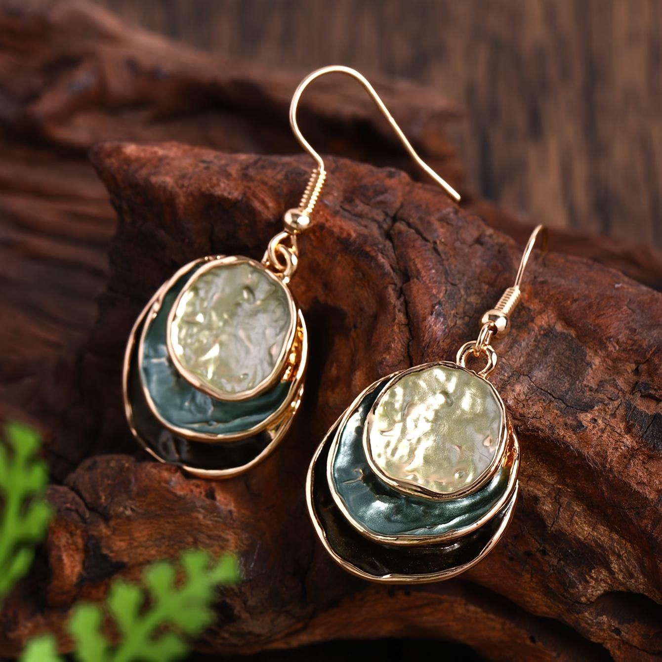 

1 пара серег + 1 ожерелье в стиле бохо, комплект украшений в стиле ретро, ​​дизайн тарелок, разные цвета на выбор, подходящие к повседневной одежде