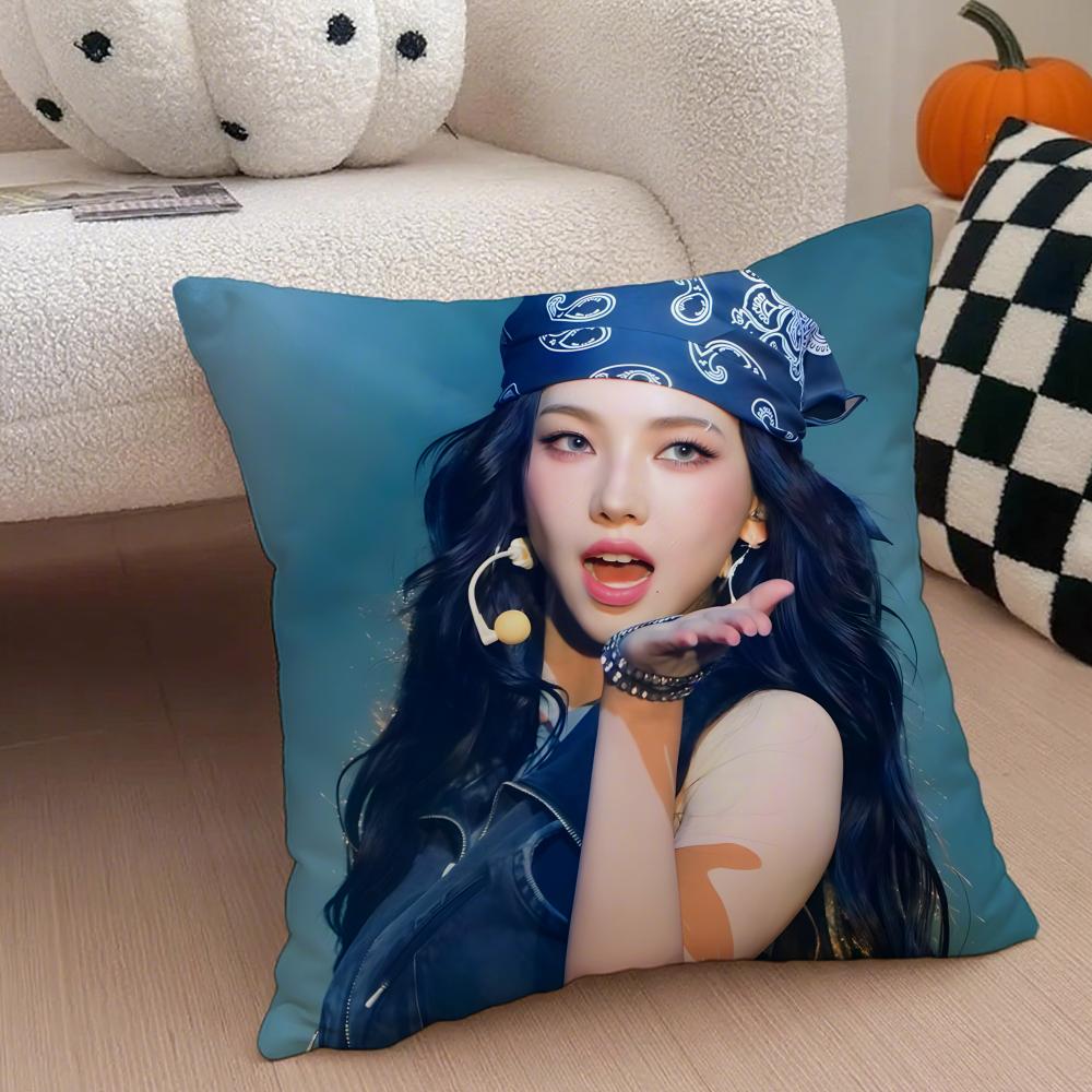Elegant Korean Beautiful Singer KKarina Cushion Cover Throw Pillow Cover Hidden Button Durable Polyester Chair Cushion