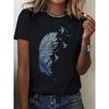 Womens Blue Dove Print Stylish Casual Sports T Shirt