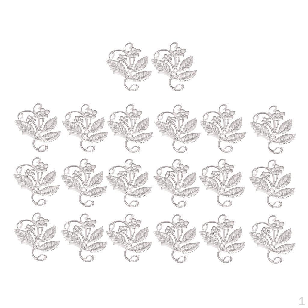 

50 Заколок Древний Костюм Шина DIY Флигранный Цветочный Дизайн White Gold