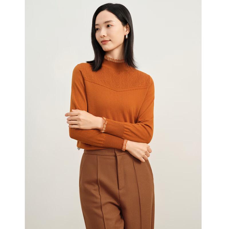

JIUZI ANNACO Elegant Ruffle Trim Wool Knit Sweater