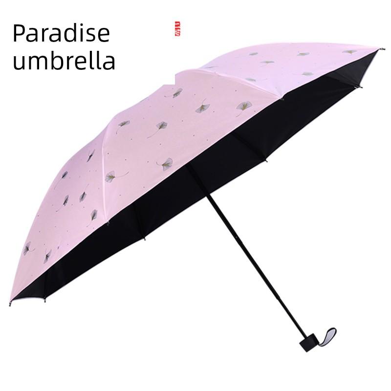 Paradise Umbrella Sun Protection Student Black Coating Uv Protection Umbrella Dual-Use Umbrella Sunshade Umbrella Cute Simple Fresh Style