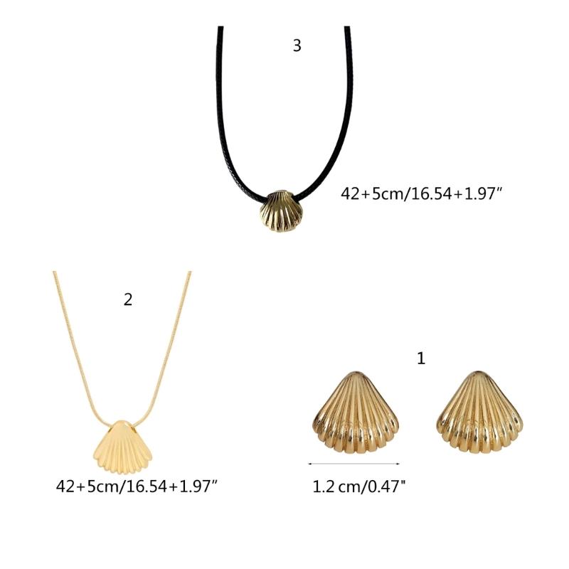 Simple Metal Shells Pendant Necklace Earrings Sweet Cool Collar Necklace Choker Neck Chain Y2K Earrings Fashion Jewelry