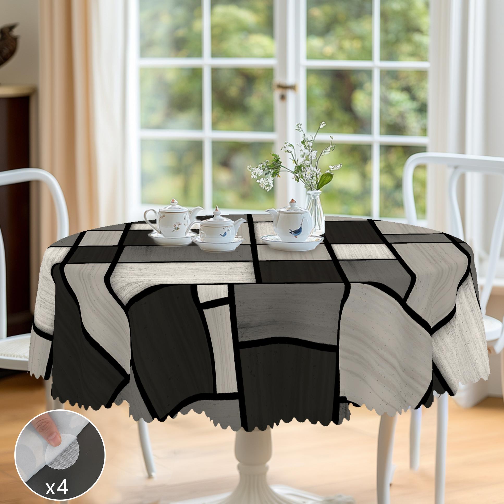 

1 Piece Of Simple Geometric Splicing Printed Round Tablecloth, 5 Sizes Available, Geometric Pattern Design Printed Square Tablecloth, Edge Embossing P 140x180cm